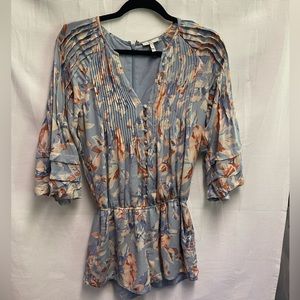 Joie Blue Floral Silk Romper